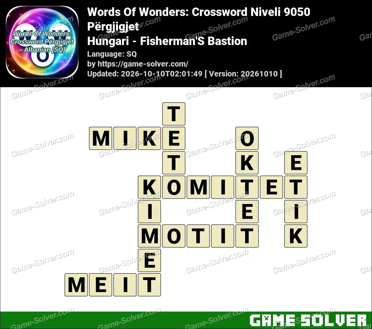 Words Of Wonders: Crossword Niveli 9050 Përgjigjet – Hungari – Fisherman’S Bastion